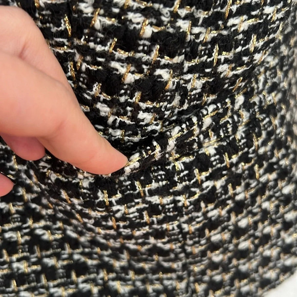 Talbots Tweed Lady Jacket in Black/White/Gold with a Small Ruffle Detail - 2P - Picture 8 of 10